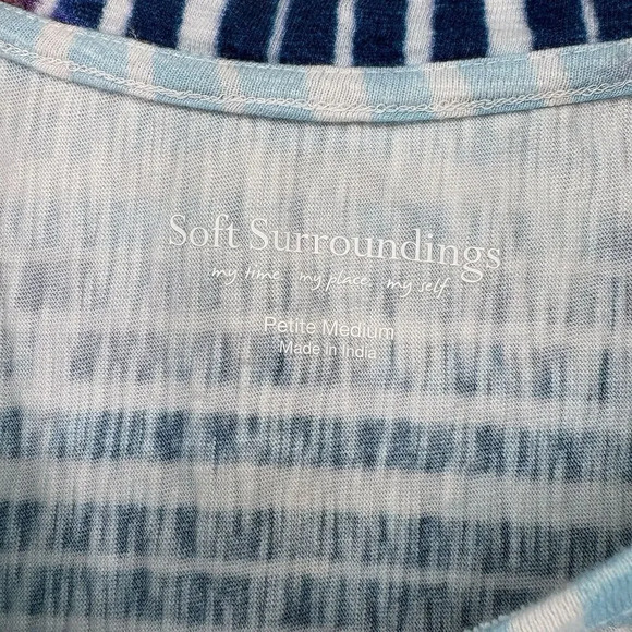 Soft Surroundings Tunic Top Women Petite Medium Long Sleeve Multicolor Striped - Picture 4 of 5